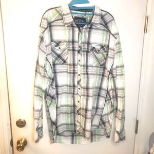 BKE "Buckle Black" Plaid Mens Button Snap L/S Shirt. XXL